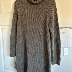 Cozy Gray Turtleneck Sweater Dress